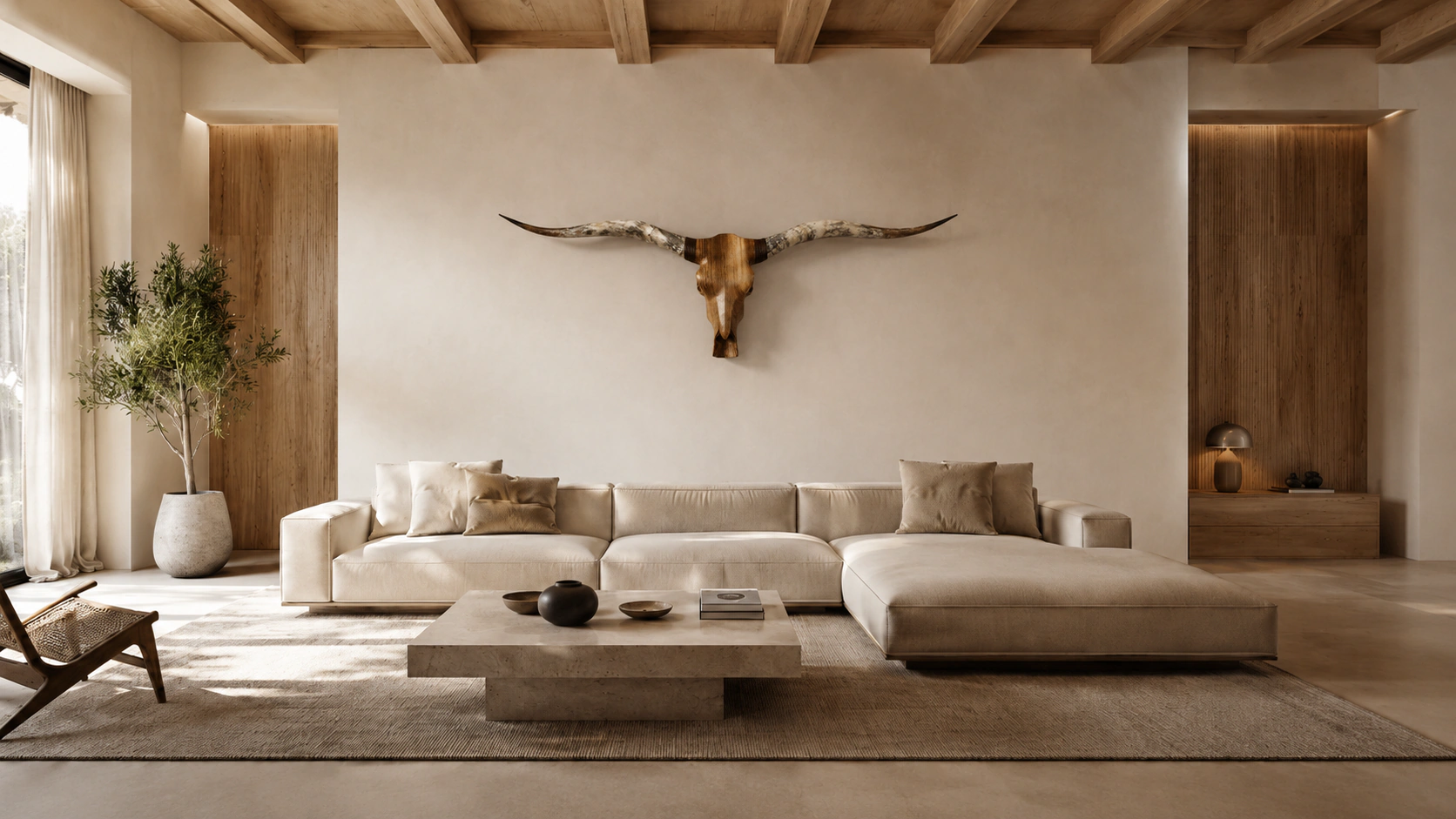 Texas Longhorn aus Nussbaumholz – handgefertigtes Unikat von EDELHIRSCH